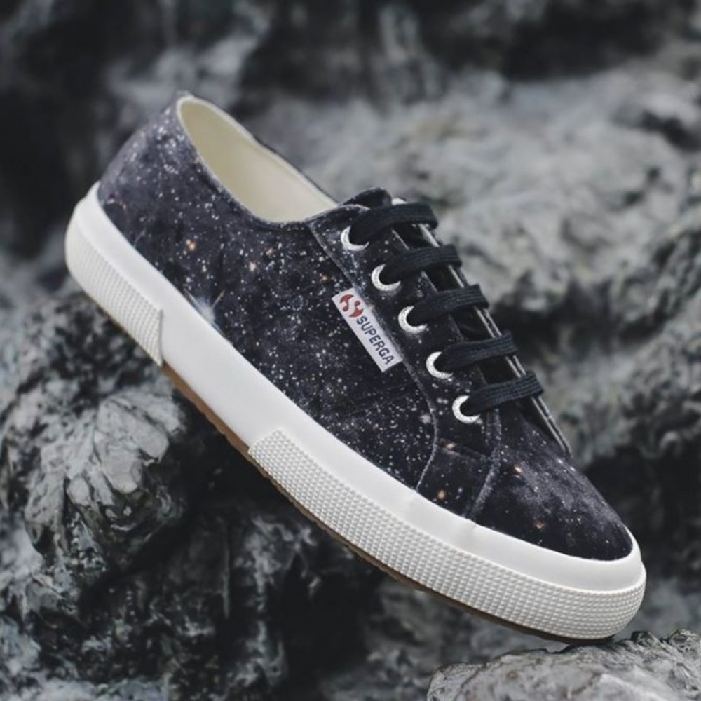 Superga Low Top Navy Velvet Galaxy Lace-Up Sneaker